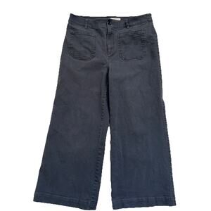 Loft Palmer Wide Leg Pants Womens 10 Gray Twill Pockets High Rise Boho